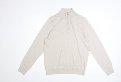 Marks and Spencer Men’s Beige Merino Wool 1/2 Zip Jumper M