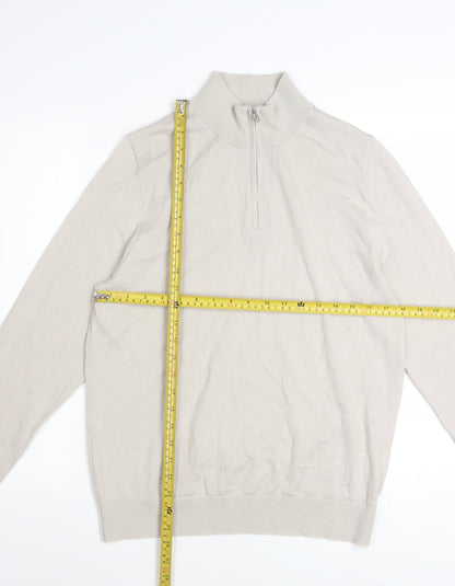 Marks and Spencer Men’s Beige Merino Wool 1/2 Zip Jumper M