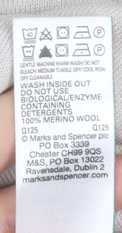 Marks and Spencer Men’s Beige Merino Wool 1/2 Zip Jumper M