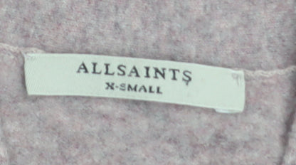 AllSaints Women's Pink Wool Blend V-Neck Cardigan XS