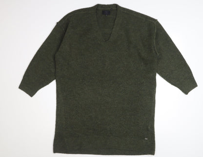Superdry Womens Green V-Neck Long Sleeve Acrylic Blend Pullover Jumper Size 10
