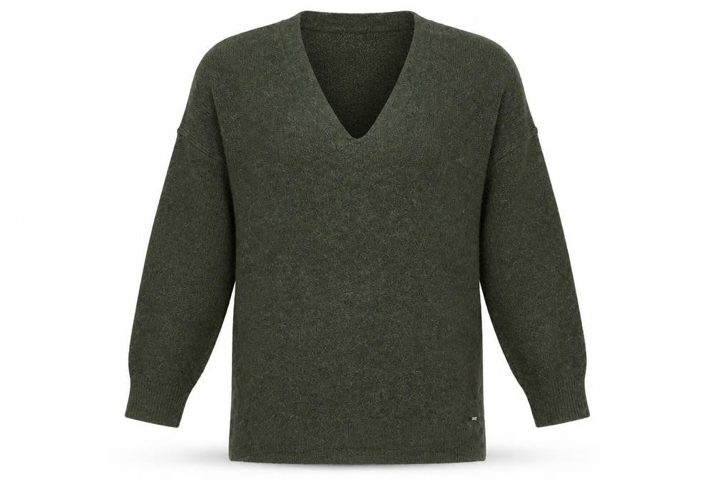 Superdry Womens Green V-Neck Long Sleeve Acrylic Blend Pullover Jumper Size 10