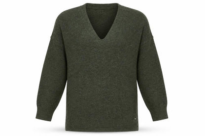 Superdry Womens Green V-Neck Long Sleeve Acrylic Blend Pullover Jumper Size 10