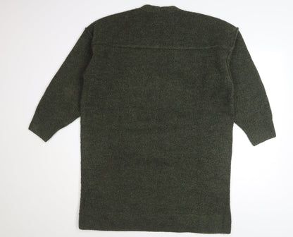 Superdry Womens Green V-Neck Long Sleeve Acrylic Blend Pullover Jumper Size 10