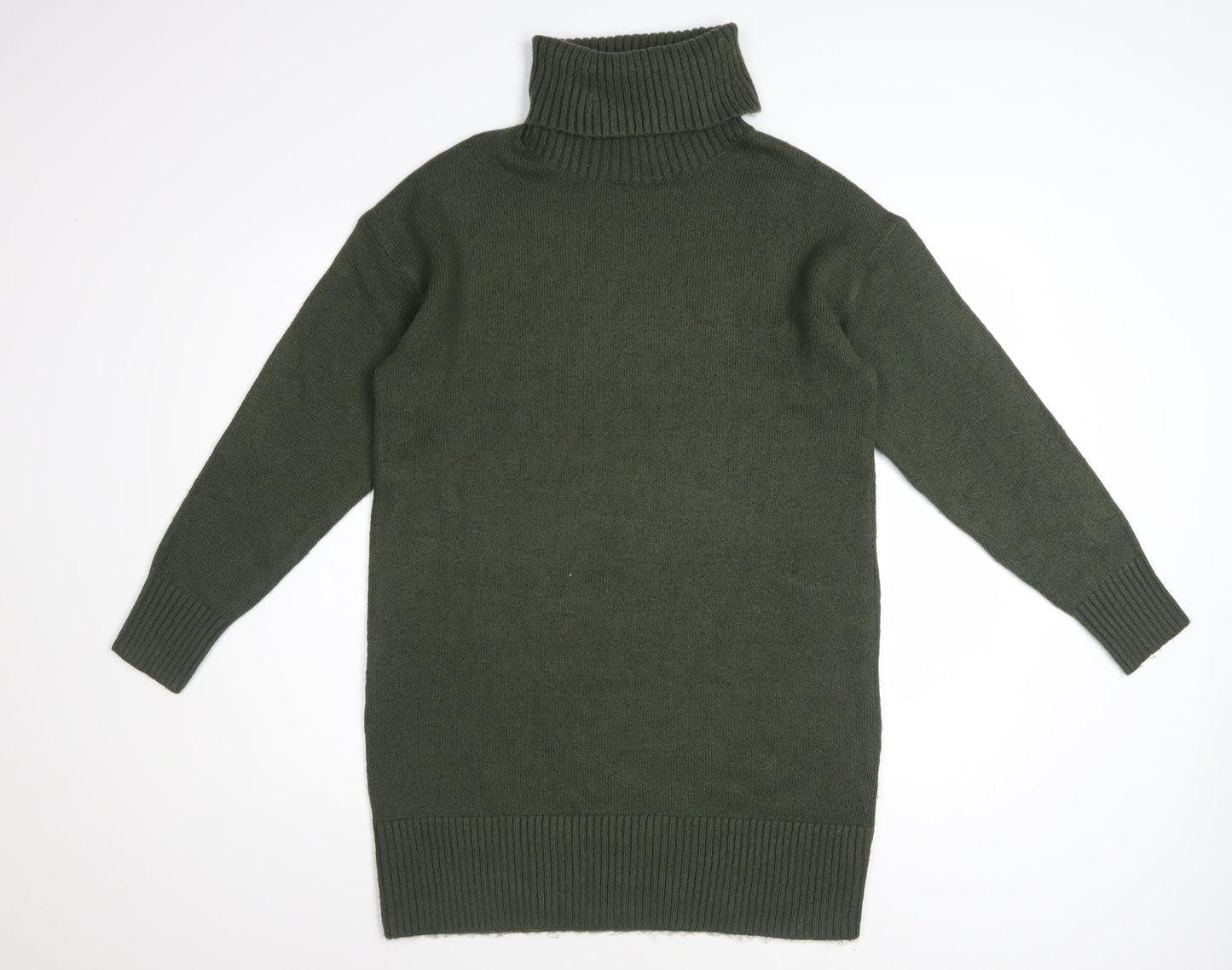 New Look Women Green Roll Neck Long Sleeve Jumper Dress Size S