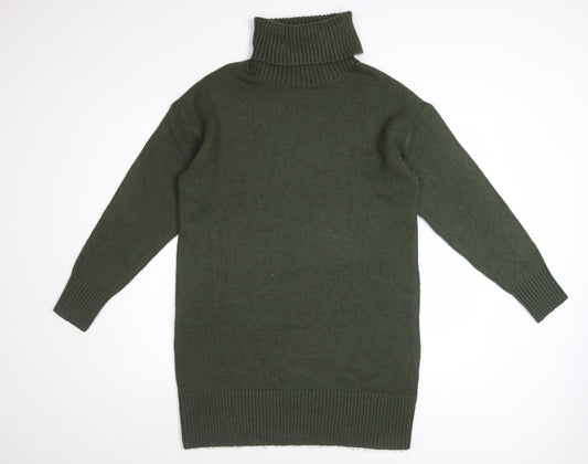 New Look Women Green Roll Neck Long Sleeve Jumper Dress Size S