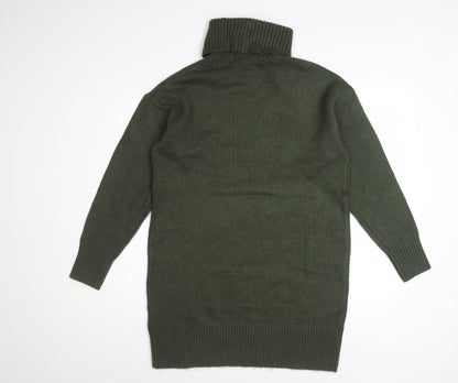 New Look Women Green Roll Neck Long Sleeve Jumper Dress Size S