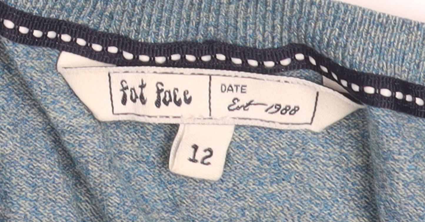 Fat Face Women’s Ocean Green Cotton Cardigan Size 12 Button Knit