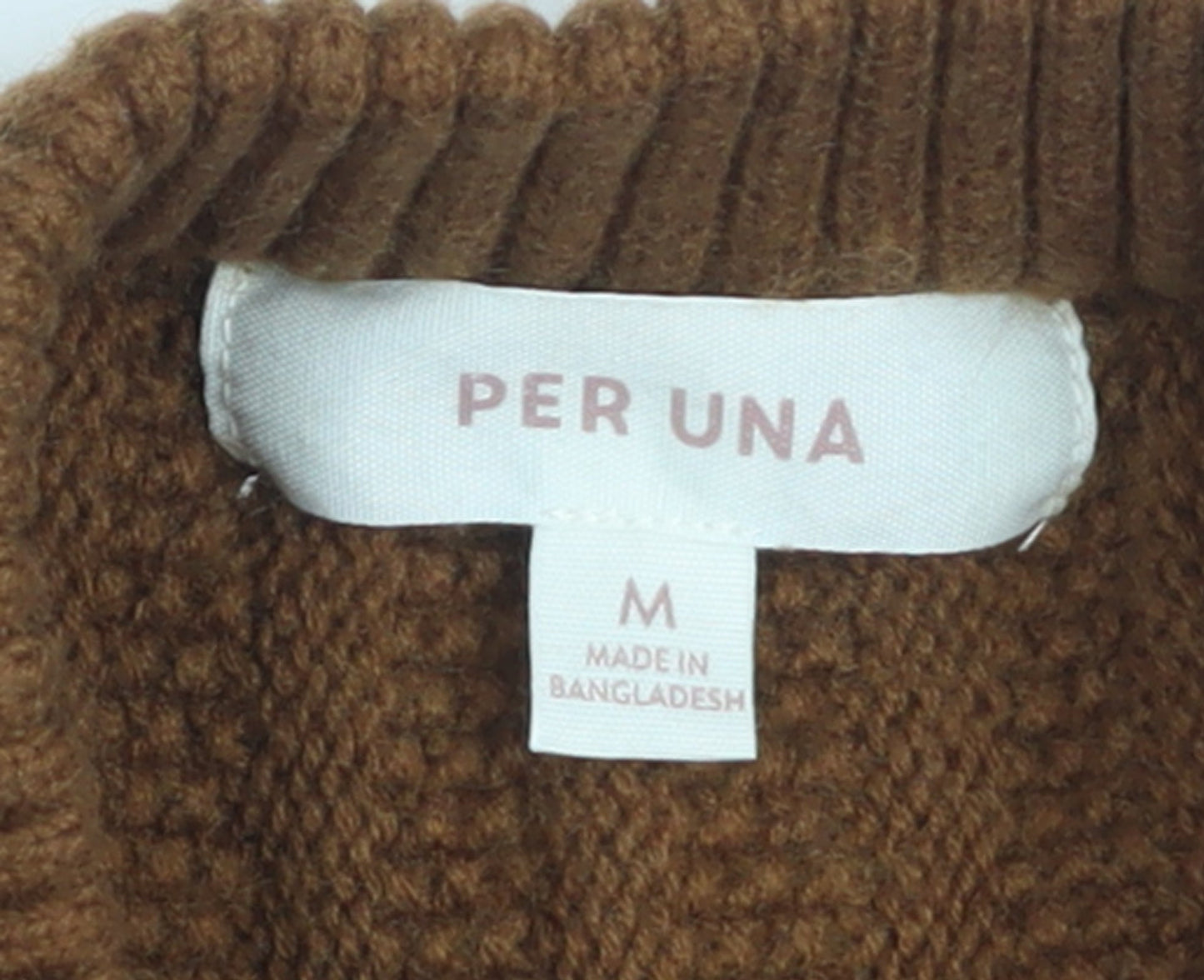 Marks and Spencer Women Brown Cable-Knit Wool Cotton Vest Jumper M