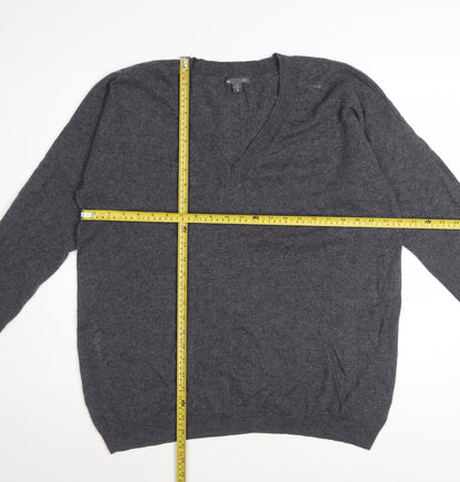 Gap Men's Grey XL Cashmere V-Neck Jumper Classic Knit