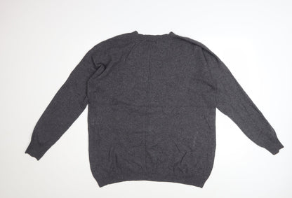Gap Men's Grey XL Cashmere V-Neck Jumper Classic Knit