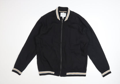 Denim & Flower Men’s Black XL Bomber Jacket Lightweight Zip