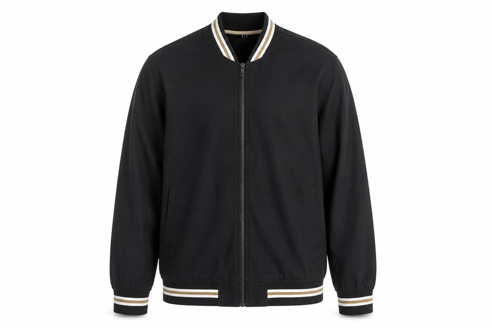 Denim & Flower Men’s Black XL Bomber Jacket Lightweight Zip