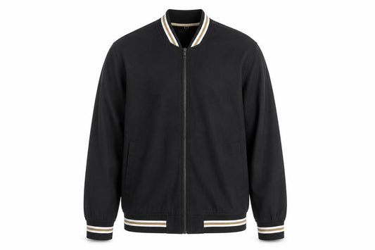 Denim & Flower Men’s Black XL Bomber Jacket Lightweight Zip