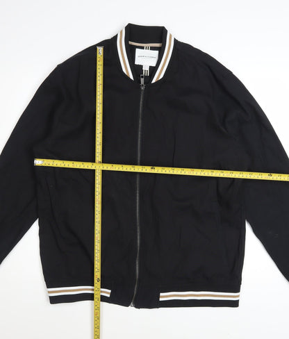 Denim & Flower Men’s Black XL Bomber Jacket Lightweight Zip