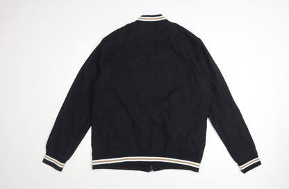 Denim & Flower Men’s Black XL Bomber Jacket Lightweight Zip