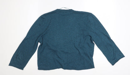 Seasalt Women Blue Organic Cotton Cardigan UK 12 Long Sleeve Knit