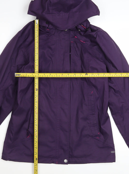 Quechua Women's Purple Waterproof Hooded Rain Jacket Size 8