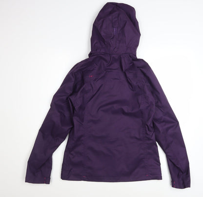 Quechua Women's Purple Waterproof Hooded Rain Jacket Size 8