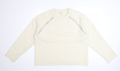 Marks and Spencer Women’s Ivory Beaded Crew Neck Jumper L