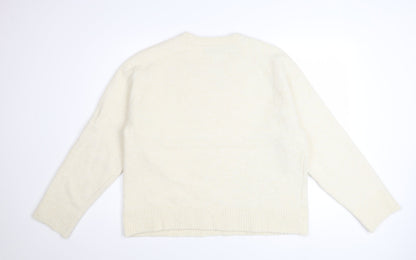 Marks and Spencer Women’s Ivory Beaded Crew Neck Jumper L