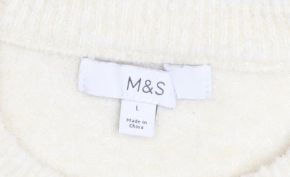 Marks and Spencer Women’s Ivory Beaded Crew Neck Jumper L