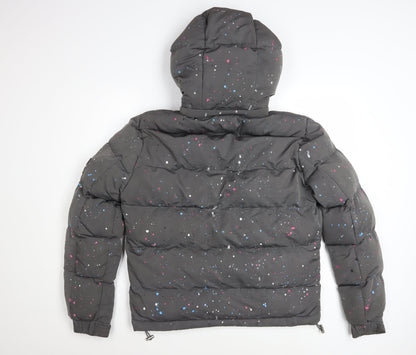 NVLTY Women's Grey Puffer Jacket S Hooded Quilted Winter Coat