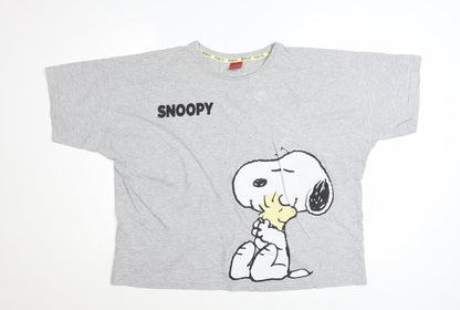 Peanuts Women’s Grey Snoopy Graphic T-Shirt Size 16 Relaxed Fit