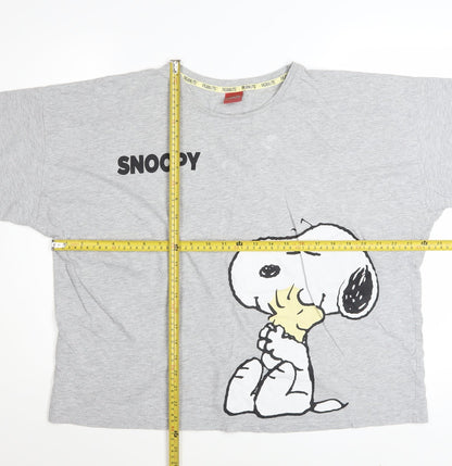 Peanuts Women’s Grey Snoopy Graphic T-Shirt Size 16 Relaxed Fit