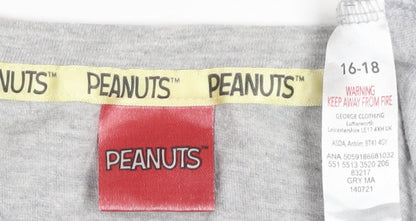 Peanuts Women’s Grey Snoopy Graphic T-Shirt Size 16 Relaxed Fit