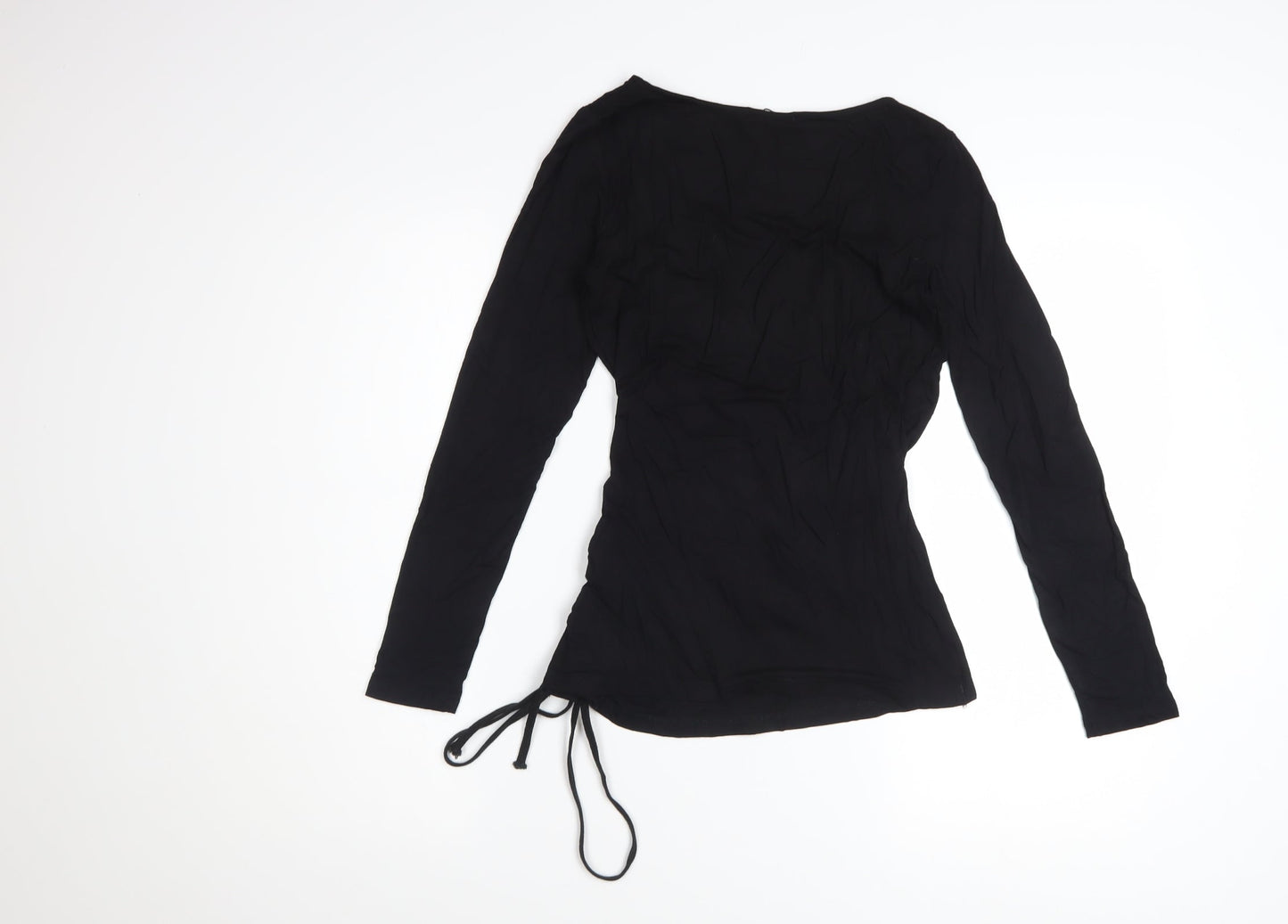 Anienaya Womens Black Wrap Long Sleeve Slim Fit Blouse XS