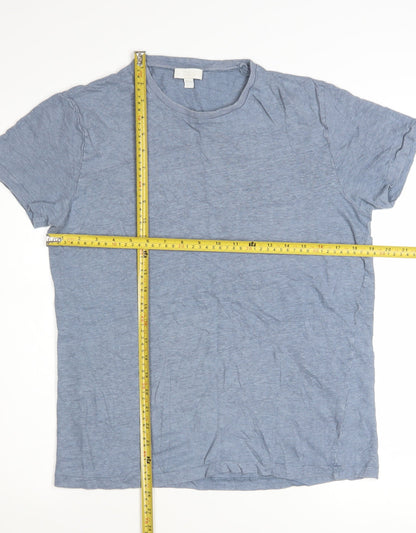 COS Women's Blue Linen Basic Short Sleeve T-Shirt Size S