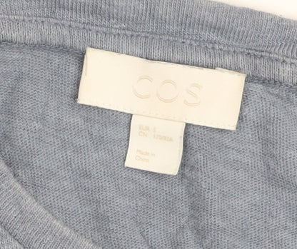 COS Women's Blue Linen Basic Short Sleeve T-Shirt Size S