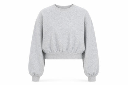 Bershka Womens Grey XS Cropped Pullover Sweatshirt Lightweight