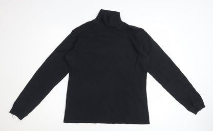 Campri Women's Black Roll Neck Long Sleeve Cotton Sports Top Size 16
