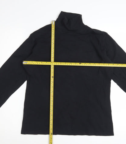 Campri Women's Black Roll Neck Long Sleeve Cotton Sports Top Size 16