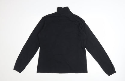 Campri Women's Black Roll Neck Long Sleeve Cotton Sports Top Size 16