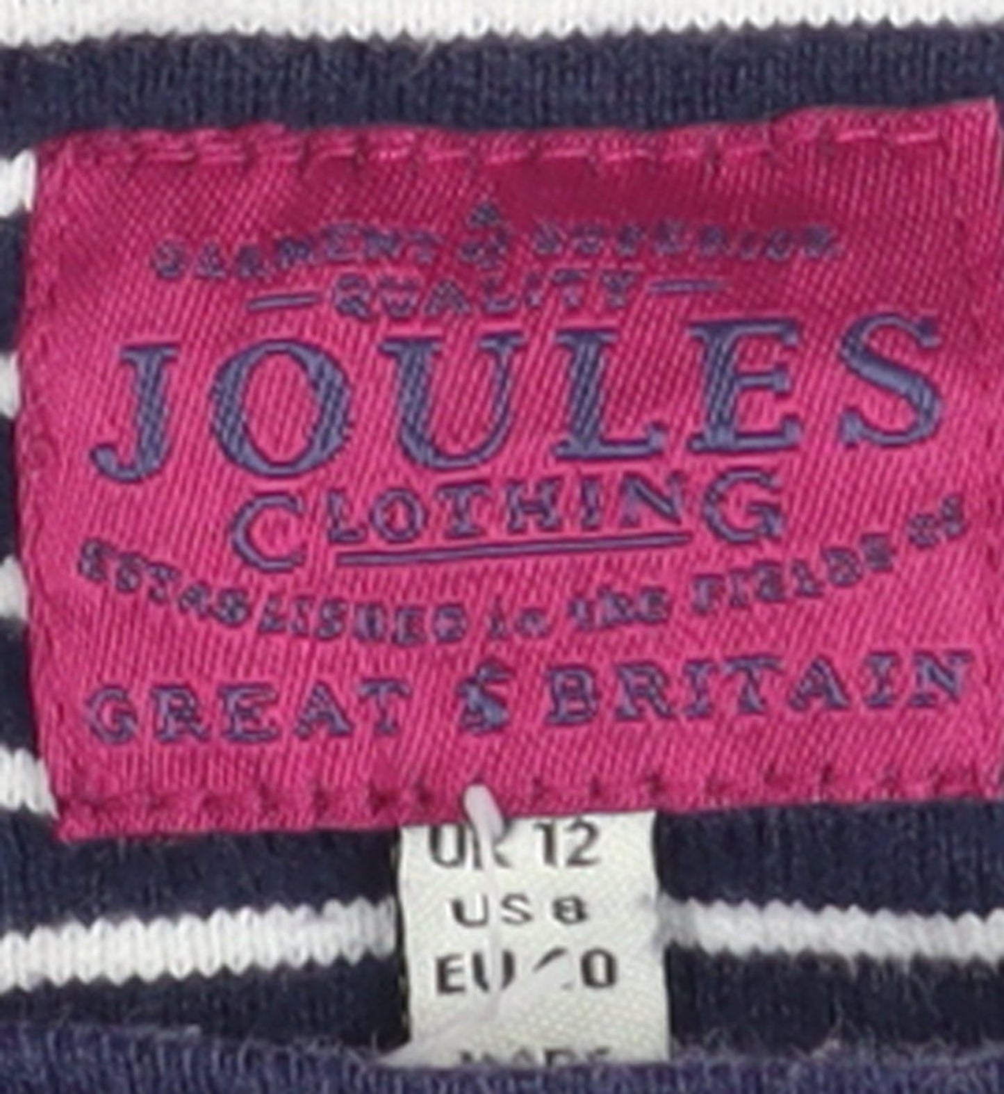 Joules Womens Blue Floral Stripe Long Sleeve Cotton Top Size 12