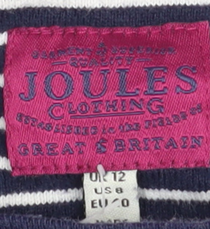 Joules Womens Blue Floral Stripe Long Sleeve Cotton Top Size 12