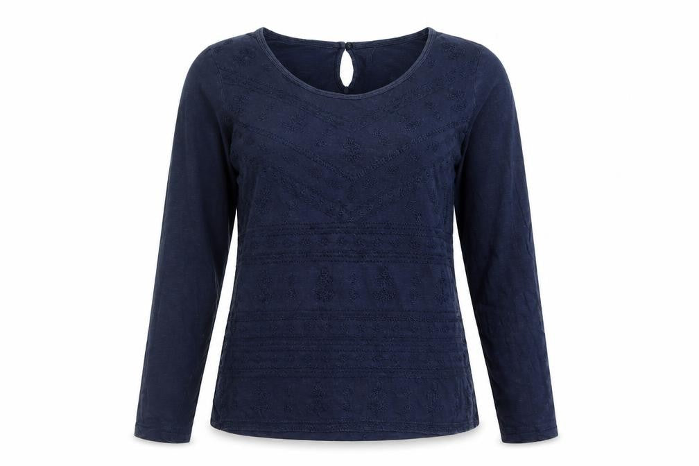FatFace Women's Blue Long Sleeve Embroidered Tunic Blouse Size 12