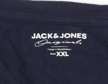 Jack & Jones Men's Blue XXL Cotton Crew Neck Graphic T-Shirt