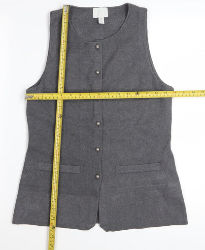 H&M Women's Grey Sleeveless Knit Button Blouse Size S