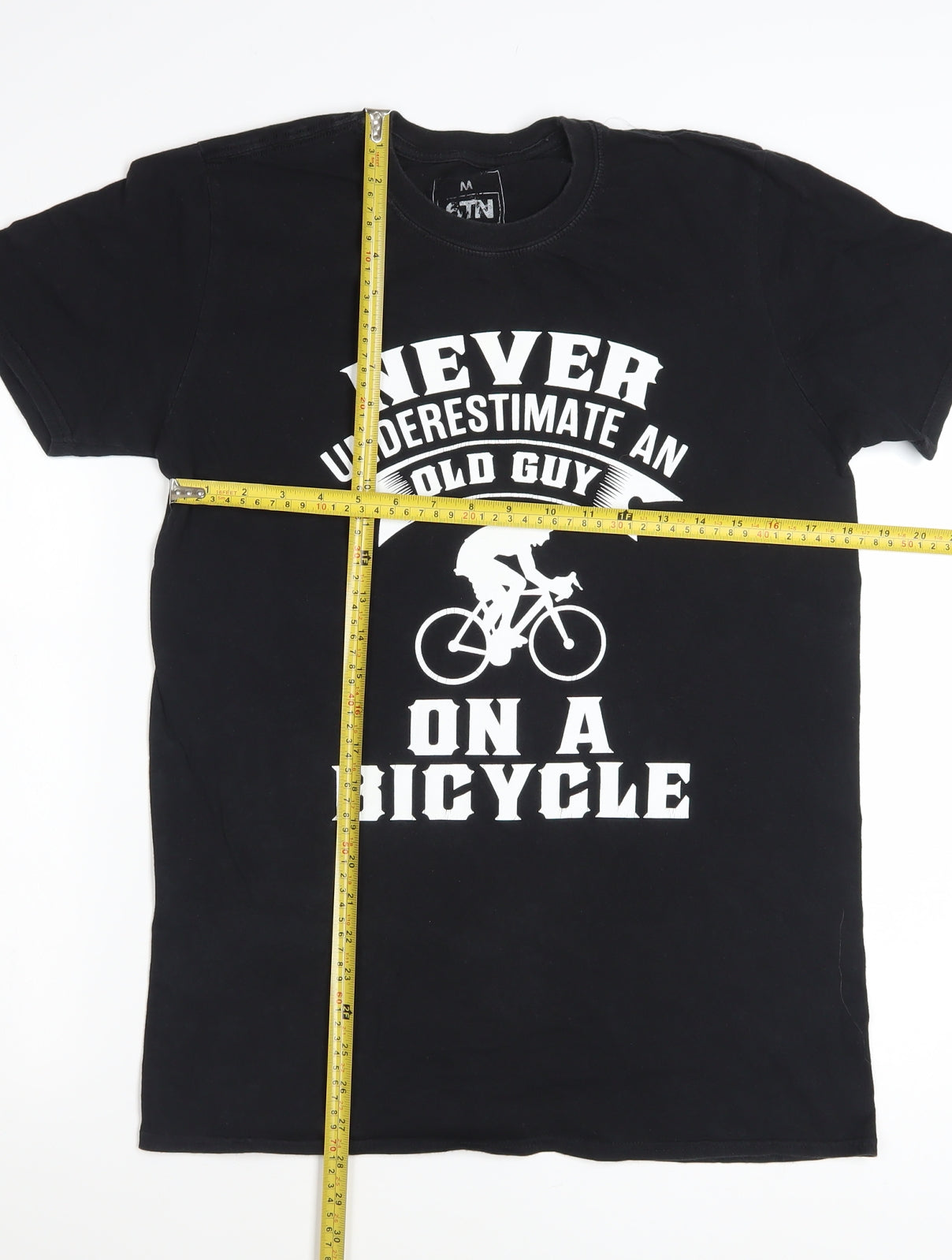 6TN Men's Black Funny Bicycle Graphic Cotton T-Shirt Size M