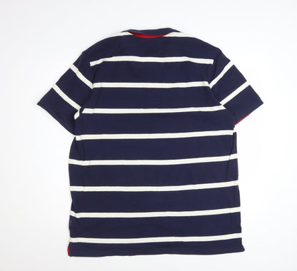 Joules Men's Blue White Striped Cotton Polo Shirt Size L