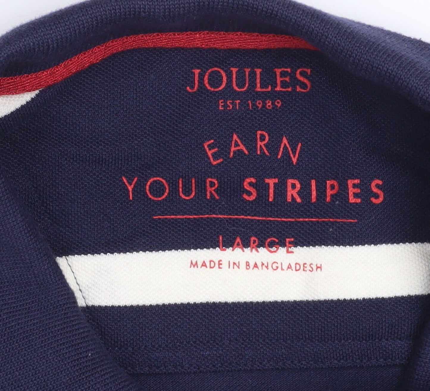 Joules Men's Blue White Striped Cotton Polo Shirt Size L