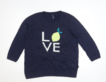 Gap Women's Blue Love Graphic Pullover Jumper Size M
