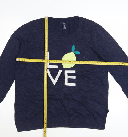 Gap Women's Blue Love Graphic Pullover Jumper Size M
