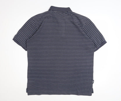 Slazenger Men’s Blue Striped Polo Shirt Size M Cotton Casual