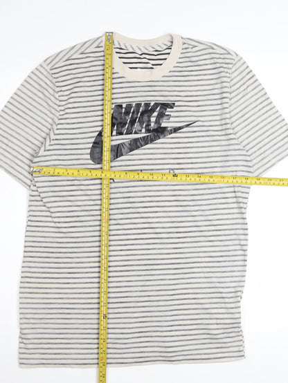 Nike Mens Beige Stripe Short Sleeve Crew Neck Air T-Shirt Medium