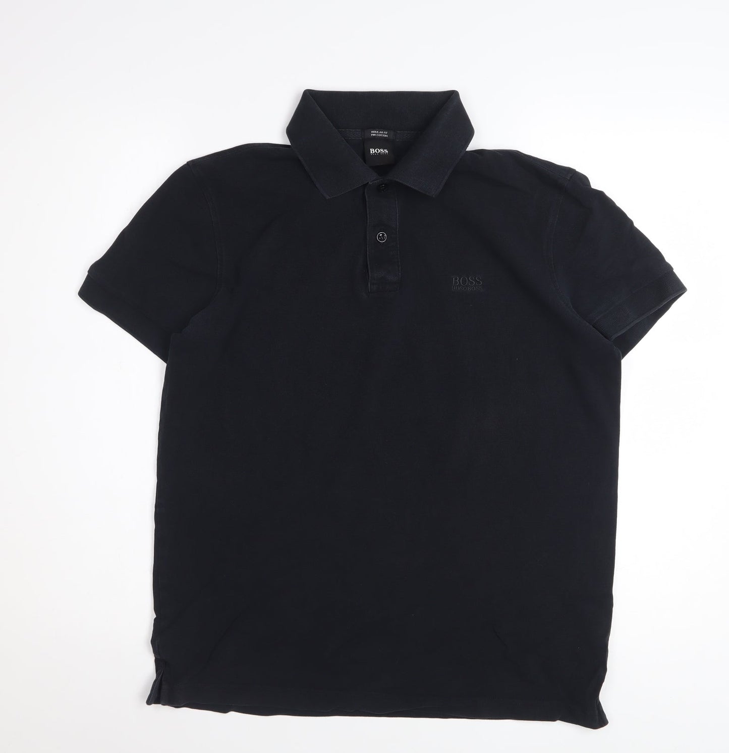 Hugo Boss Men's Black Regular Fit Cotton Polo Shirt Size M